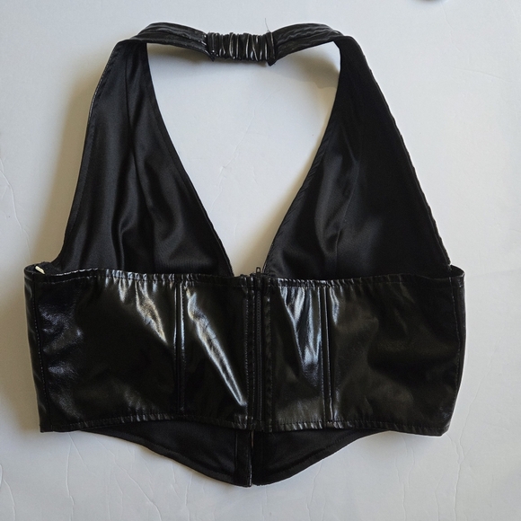 Windsor Black Faux Leather Halter Corset Top - Picture 2 of 7